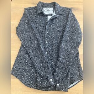 Frank & Eileen XS tailored women’s long-sleeve shirt. Gray floral 100% cotton